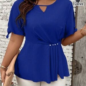 SHEIN Royal Blue Blouse with Pleated Detail